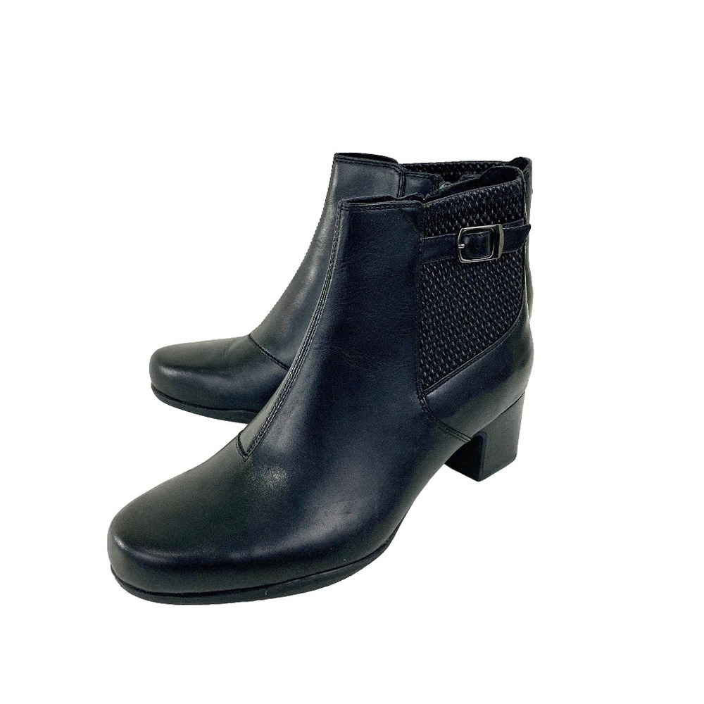 SALE! Boots Clarks Black Leather Ankle Shoes 11W